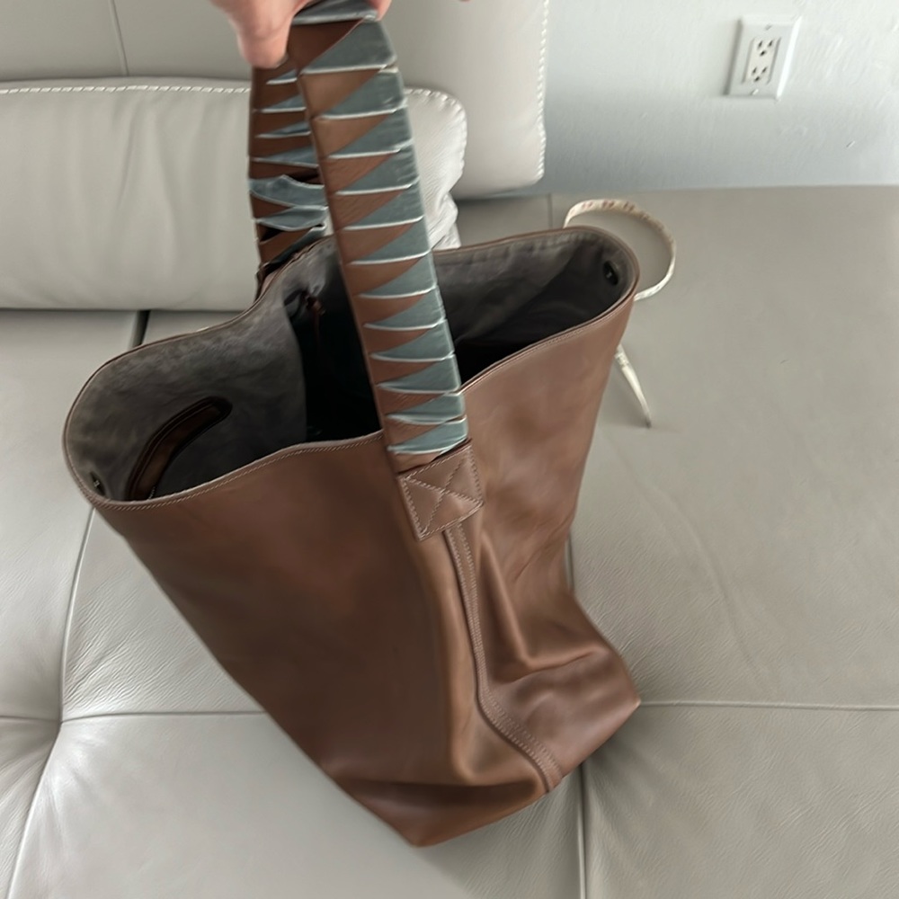 Caroline De Marchi Brown leather large  Bucket Bag Purse Amazing leather quality